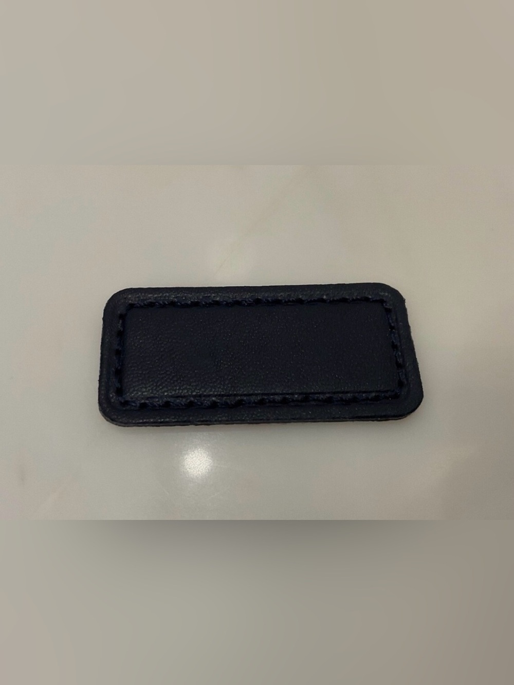NEW Tumi Extra Small 2” x 15/16” Leather Monogram Patch - DARK NAVY BLUE color